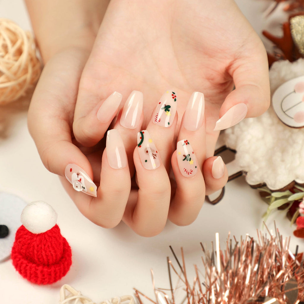 Holiday Ballet short Christmas press-on nails