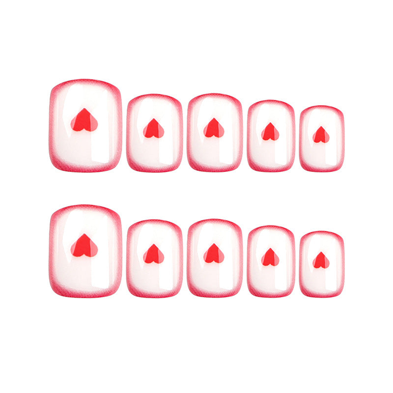 Scarlet Heart French red outline press-on nails