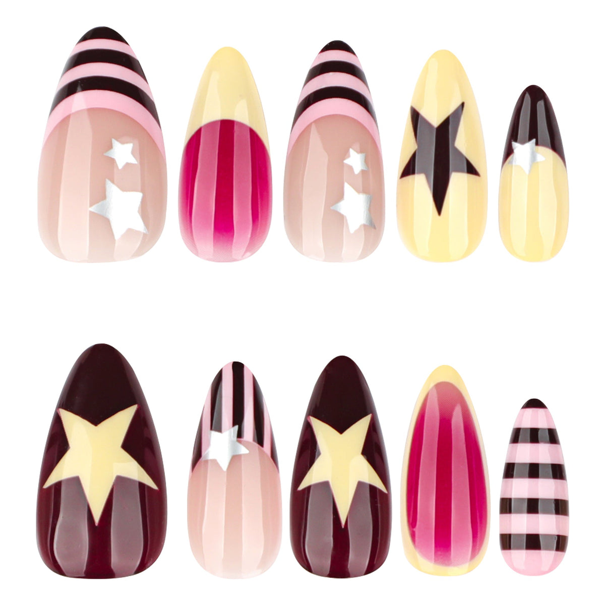 Celestial Star Almond press-on nails