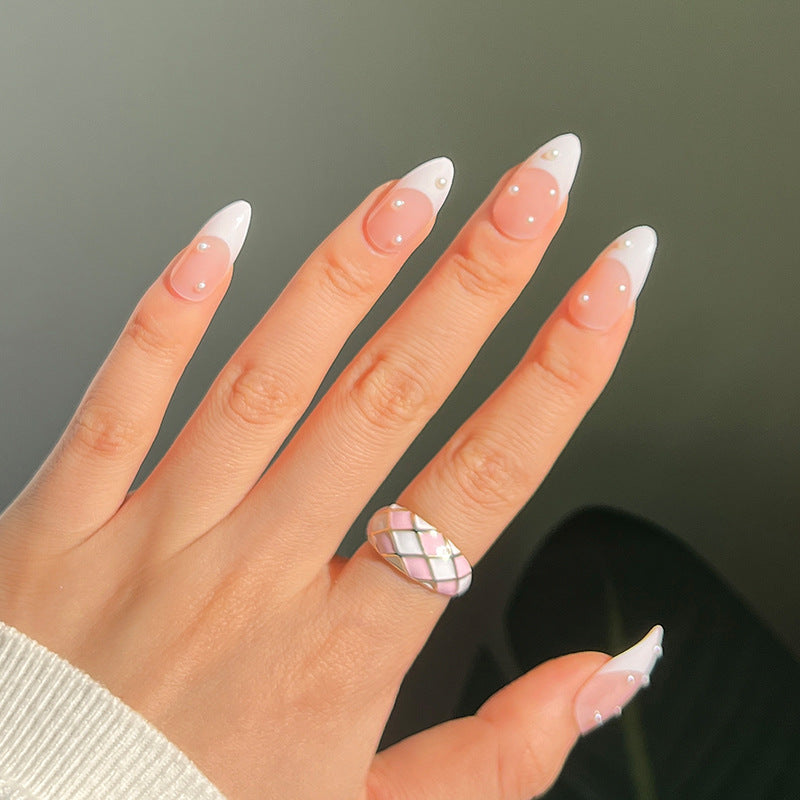 Pearl Drop French white press-on nails