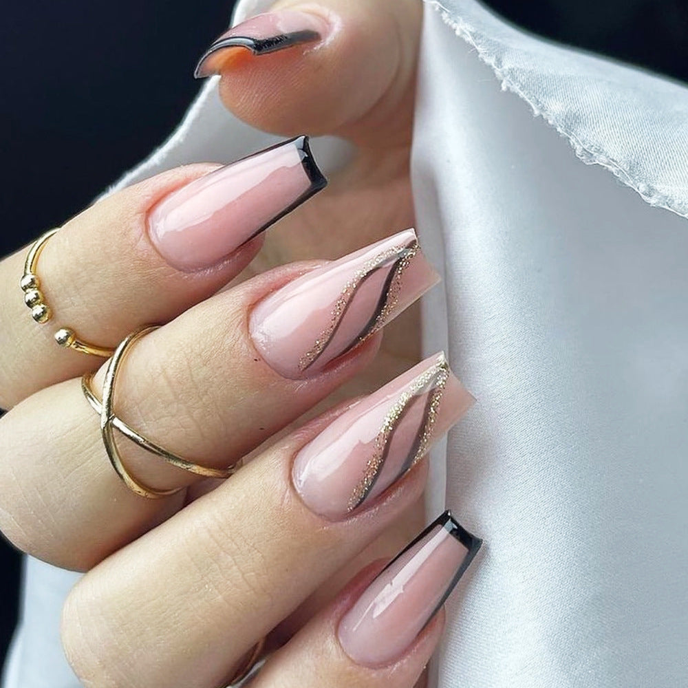 Noir Gilded French black edge press-on nails