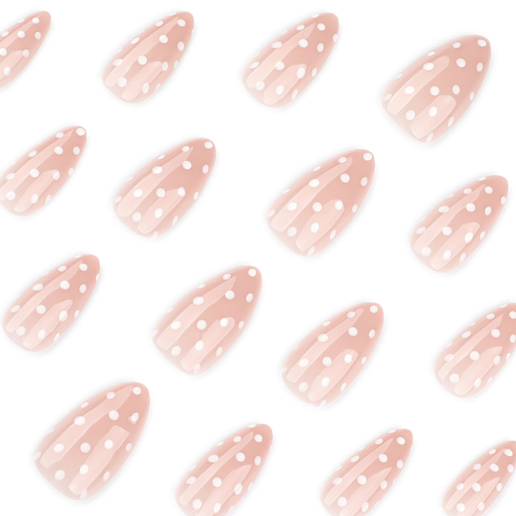 White Dot Almond short press-on nails, alternate view 3