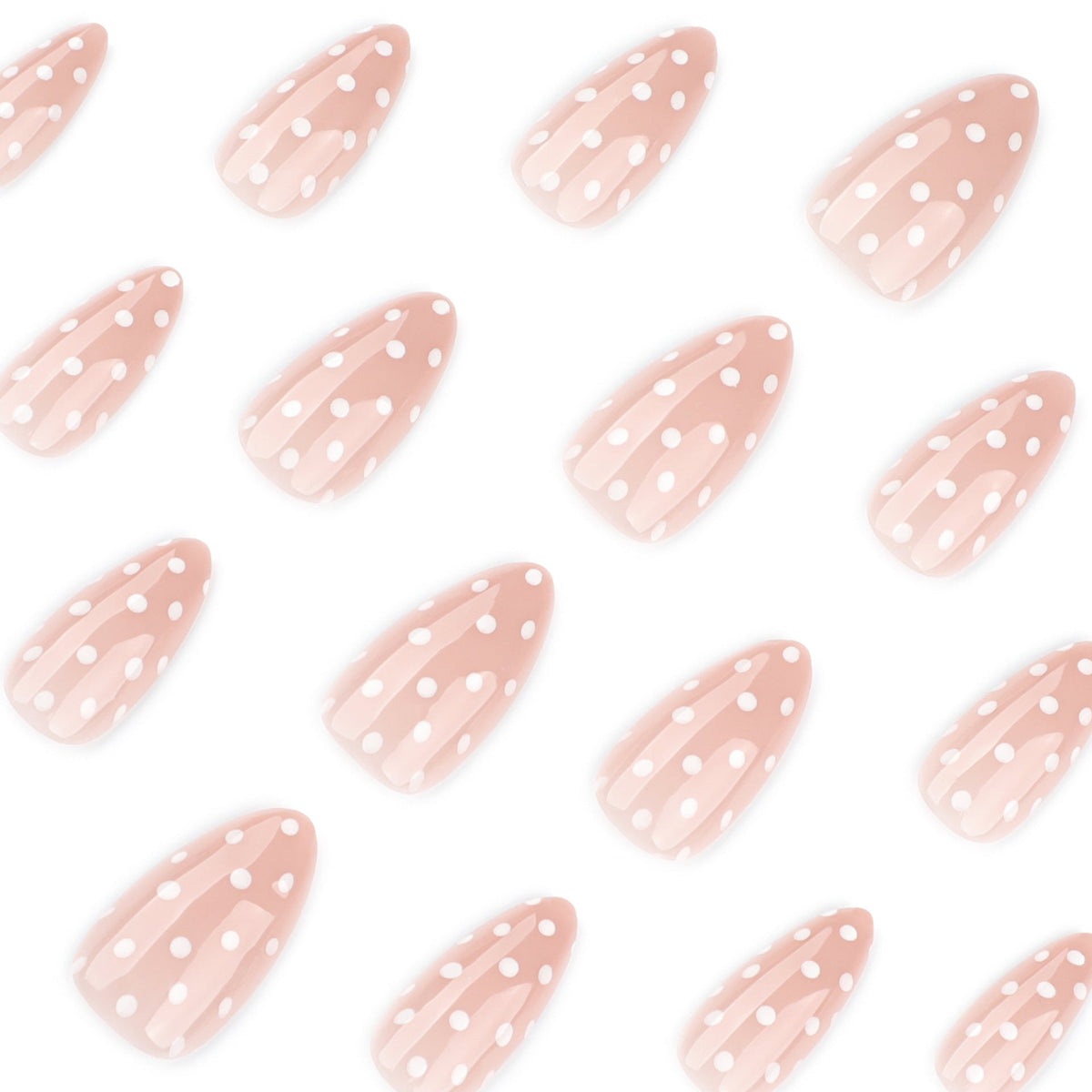 White Dot Almond short press-on nails, alternate view 3