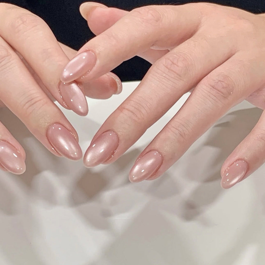 Milky Nude Gradient almond press-on nails