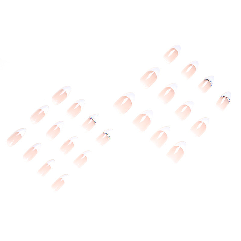 Crystal Nude French rhinestone press-on nails
