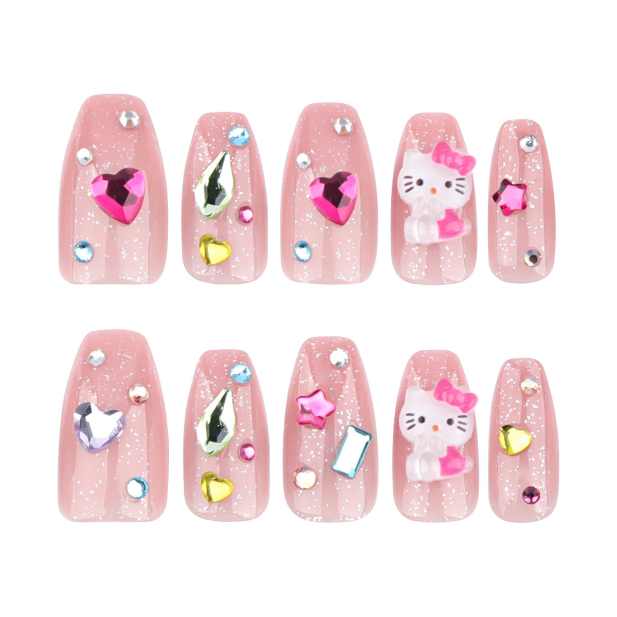 Gemstone Ballet short rhinestone press-on nails