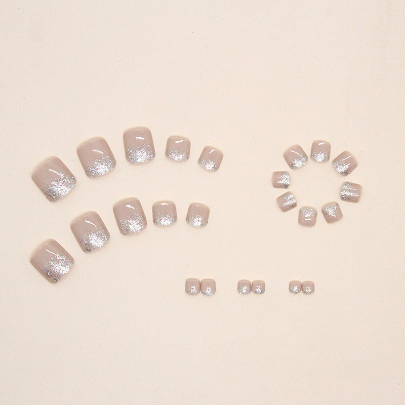 Blush Fade gradient press-on toenails