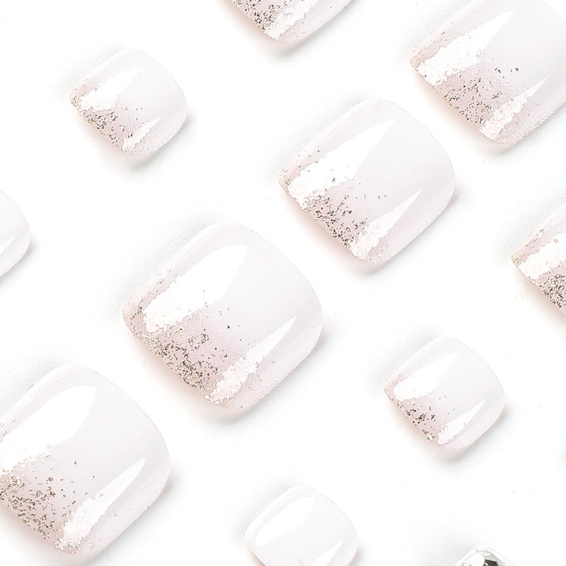 White Crystal rhinestone press-on toenails, alternate view 3