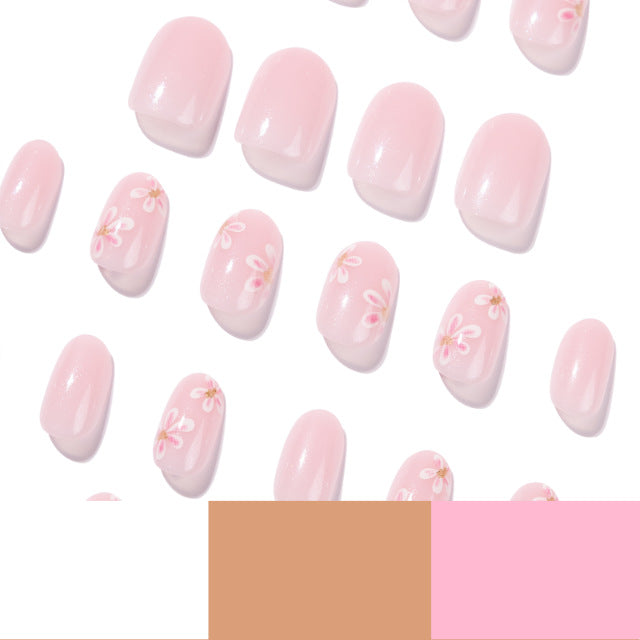 Soft Pink Blossom short oval press-on nails
