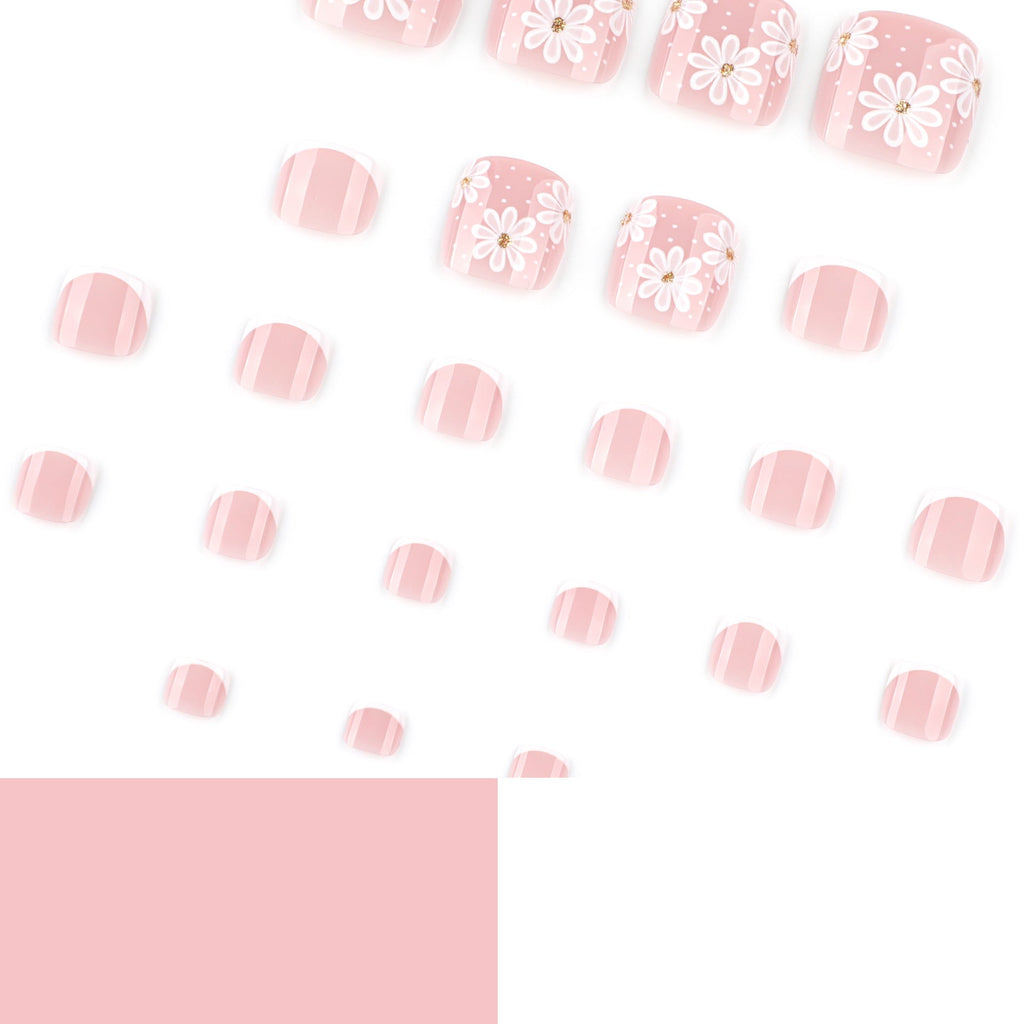 White Blossom French press-on toenails, alternate view 4