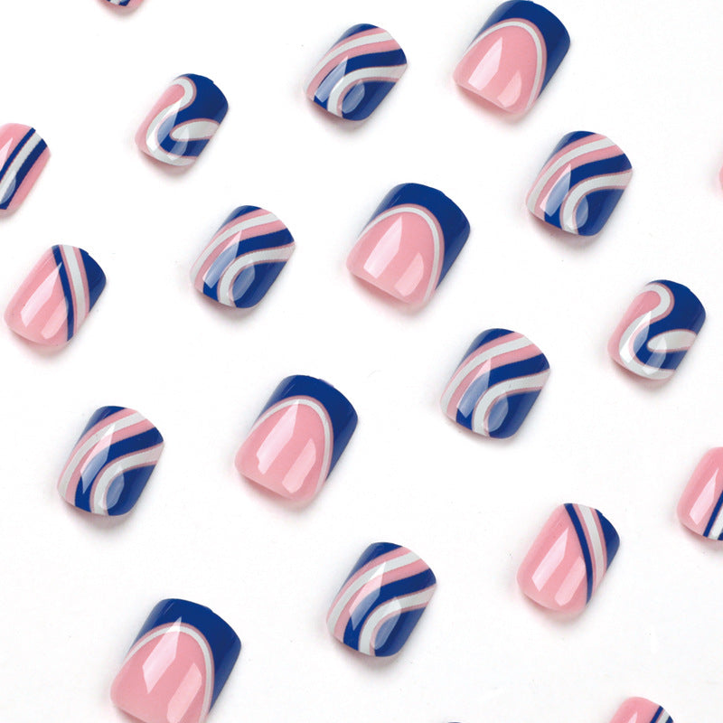 Blue Wave French short press-on nails