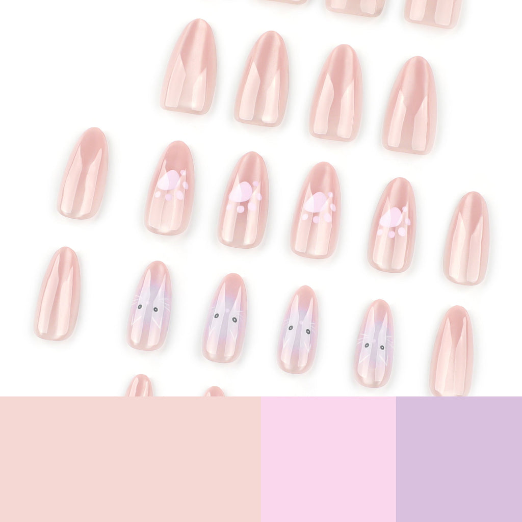 Pink Paw Cat Eye press-on nails