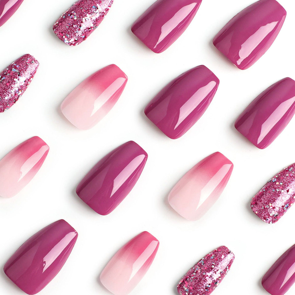 Purple Blush Fade glitter press-on nails