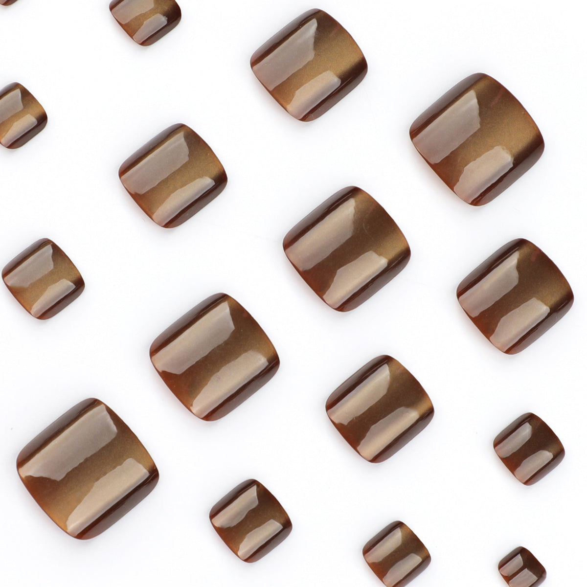 Mocha Cat Eye short square press-on toenails