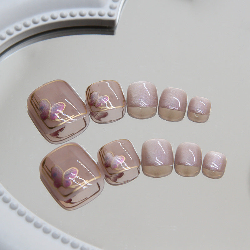 Butterfly Cat Eye 24-piece press-on toenail set