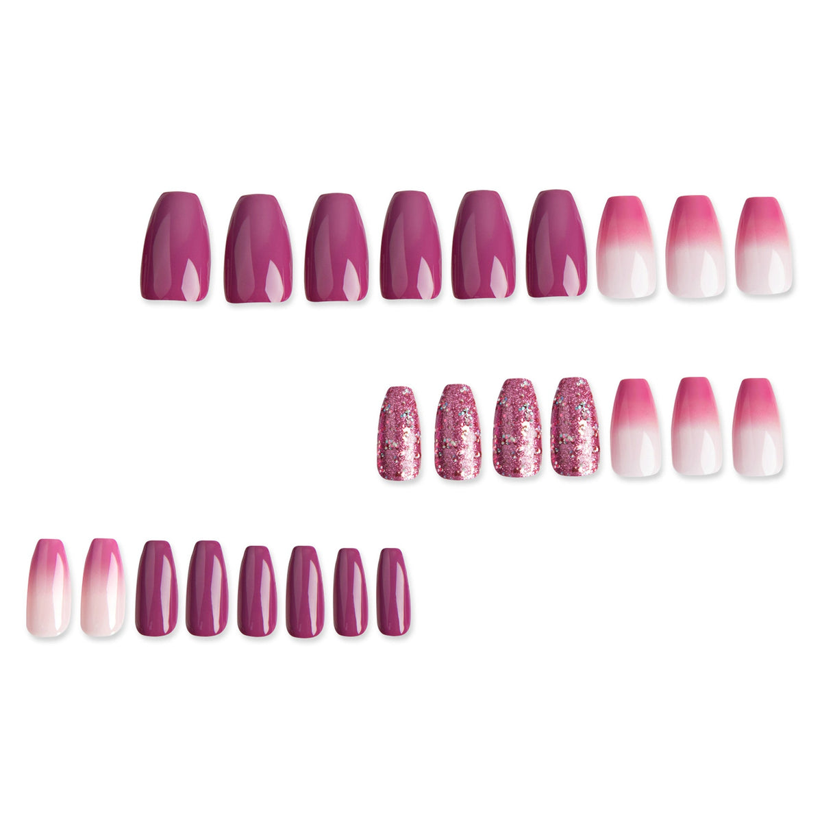 Purple Blush Fade glitter press-on nails