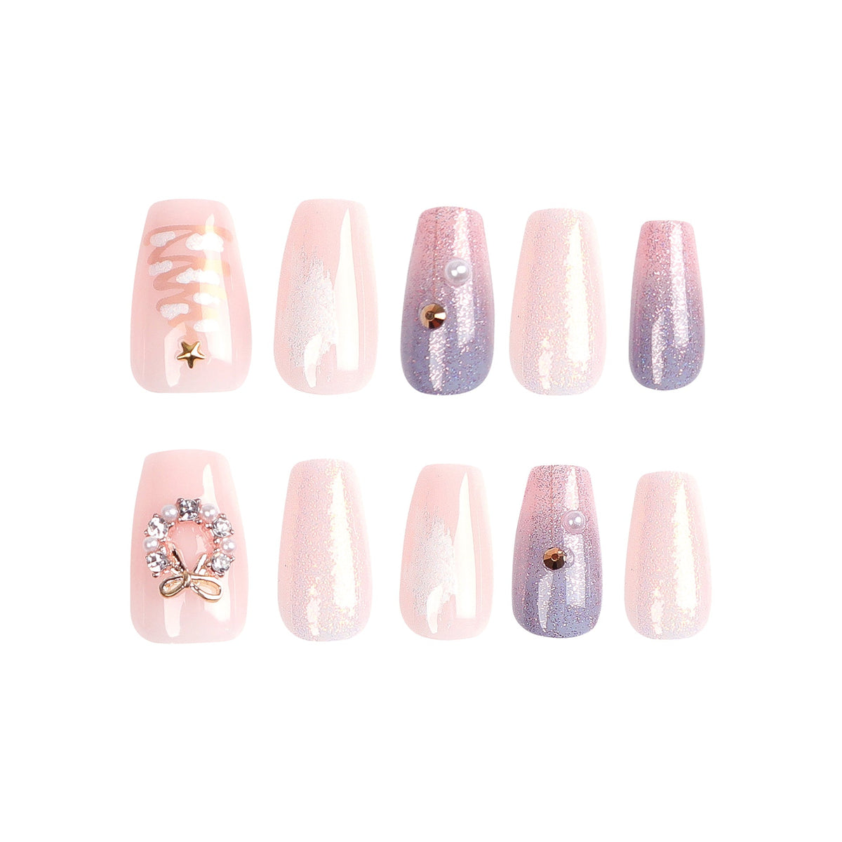Holiday Ballet French Christmas press-on nails