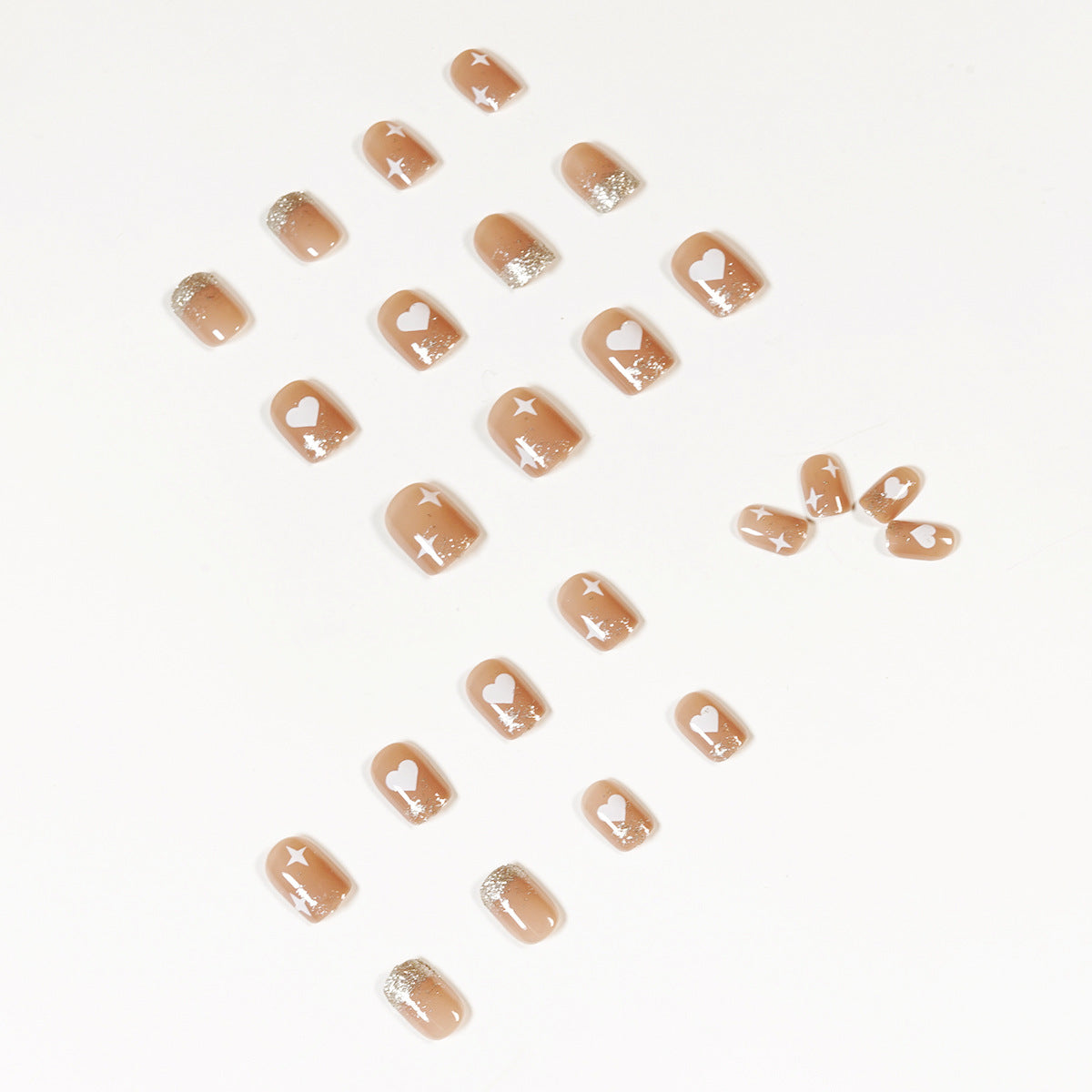 Nude Heart Sparkle press-on nails