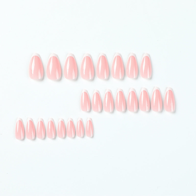 Clean White French short almond press-on nails