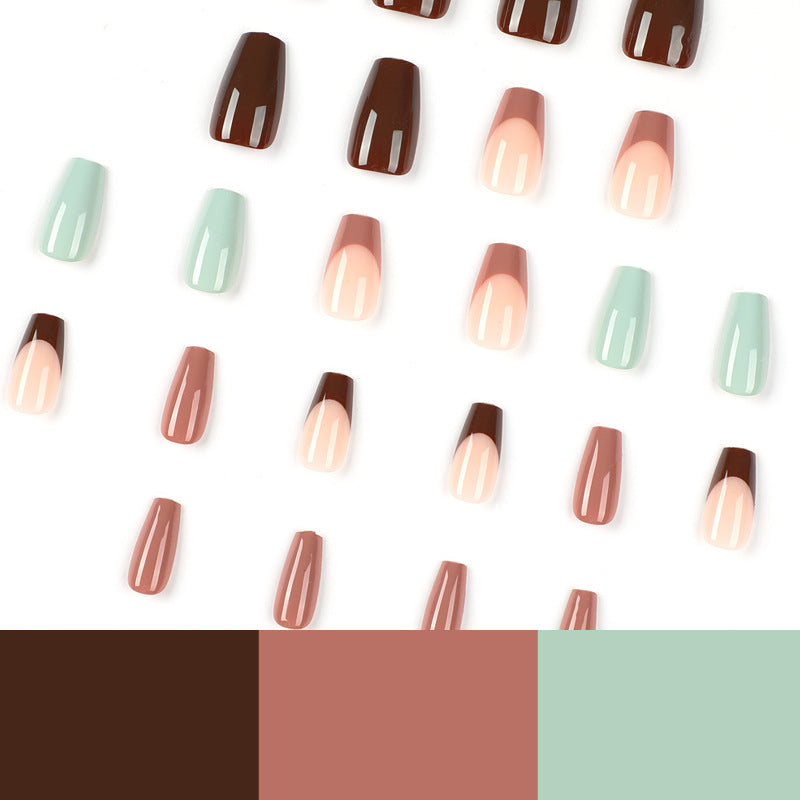 Cocoa French brown press-on nails