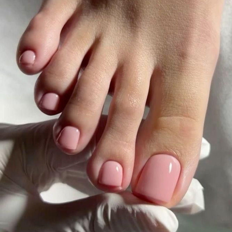 Blush Square Pedi press-on toenails