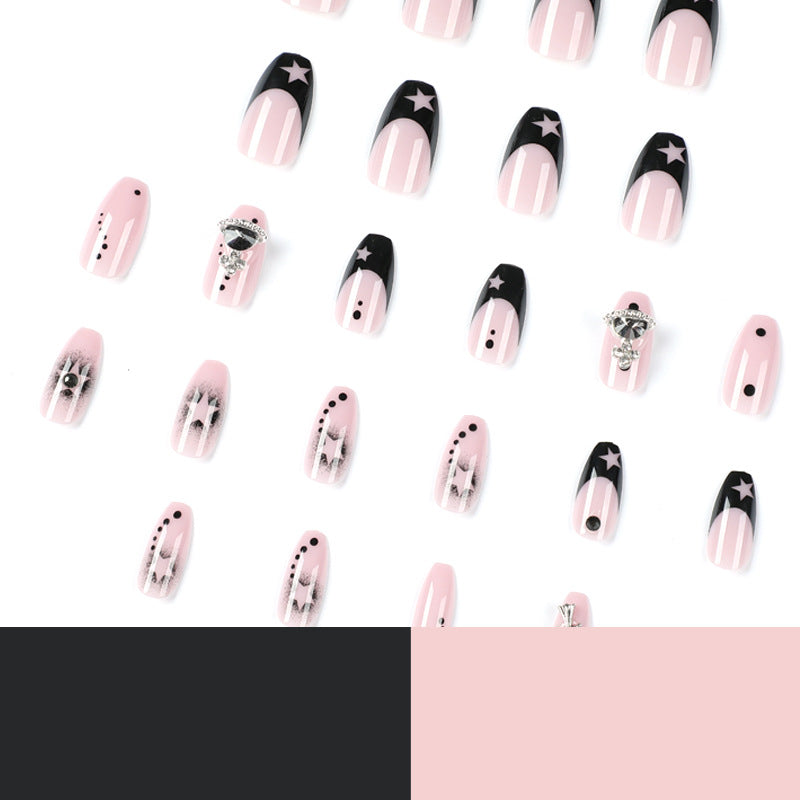 Noir Cross Star press-on nails