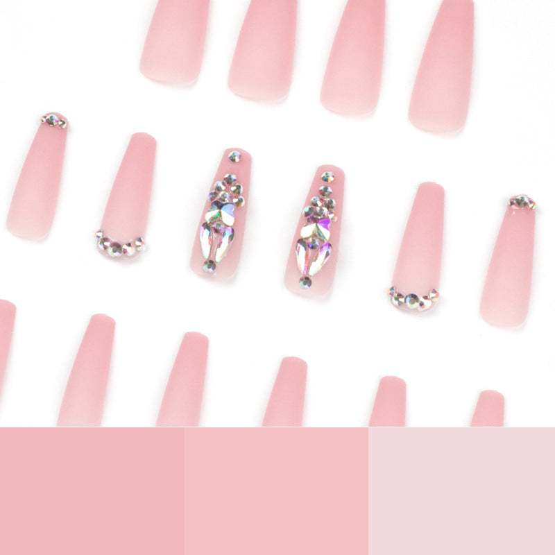 Blush Rhinestone Ballet extra long matte press-on nails