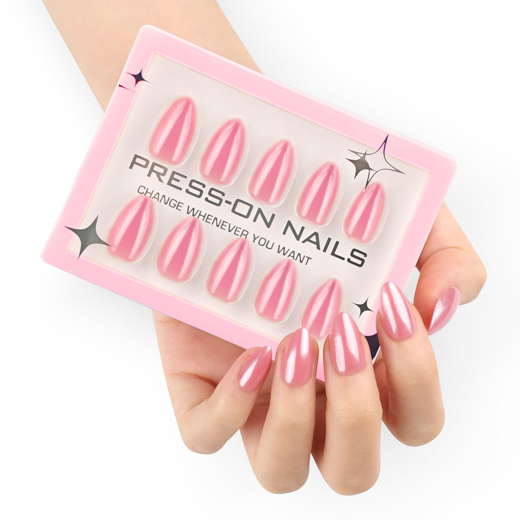 Mirror Mist Almond short chrome 30-piece press-on nail set