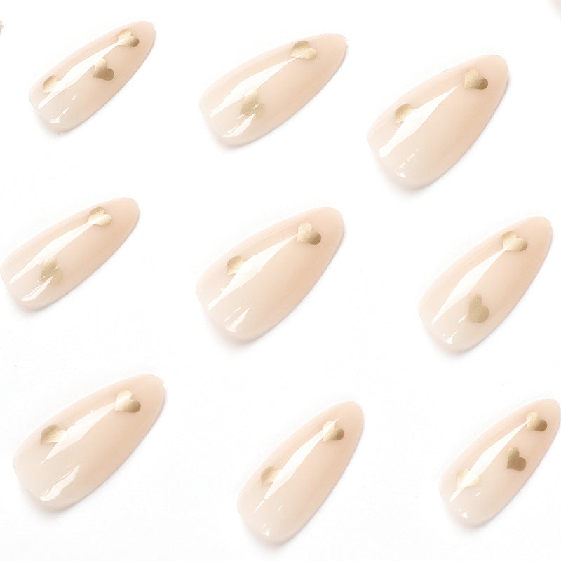 Nude Heart French short square press-on nails