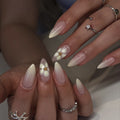 White Blossom Almond press-on nails