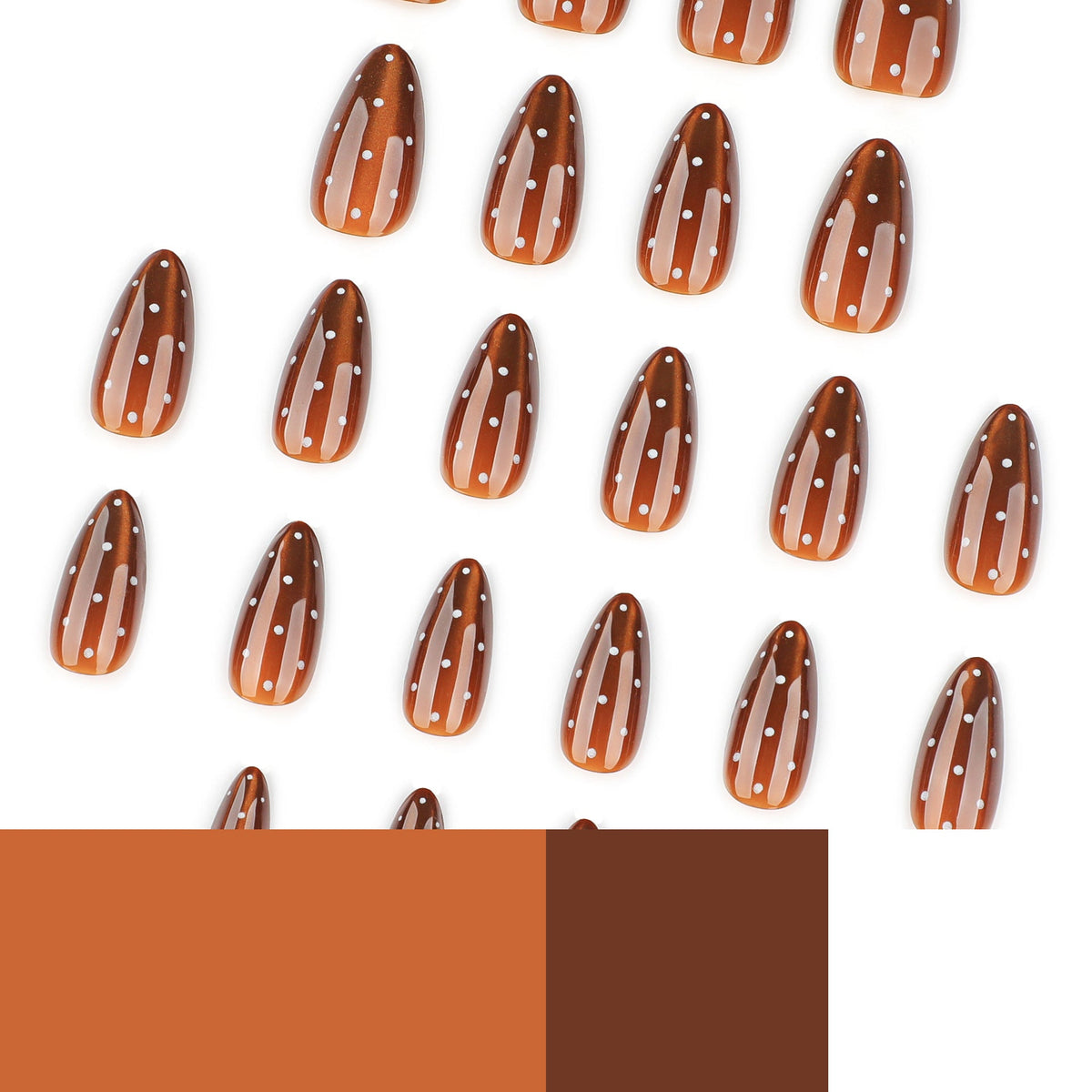 Cocoa Dot Cat Eye brown press-on nails