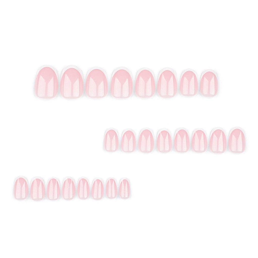 Classic Blush French short round press-on nails