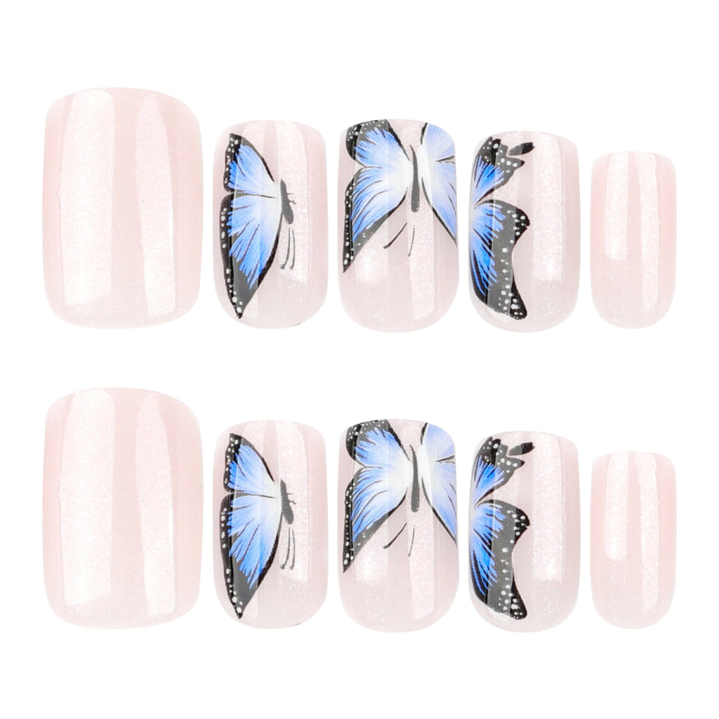 Butterfly Square medium-long press-on nails