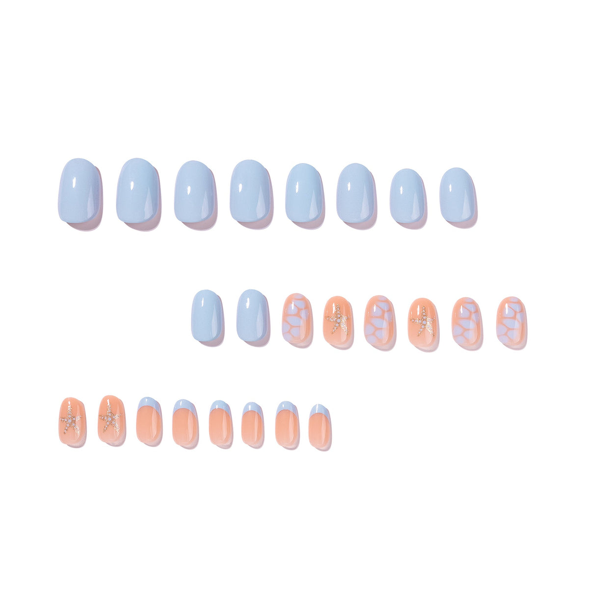 Coastal Starfish French oval press-on nails