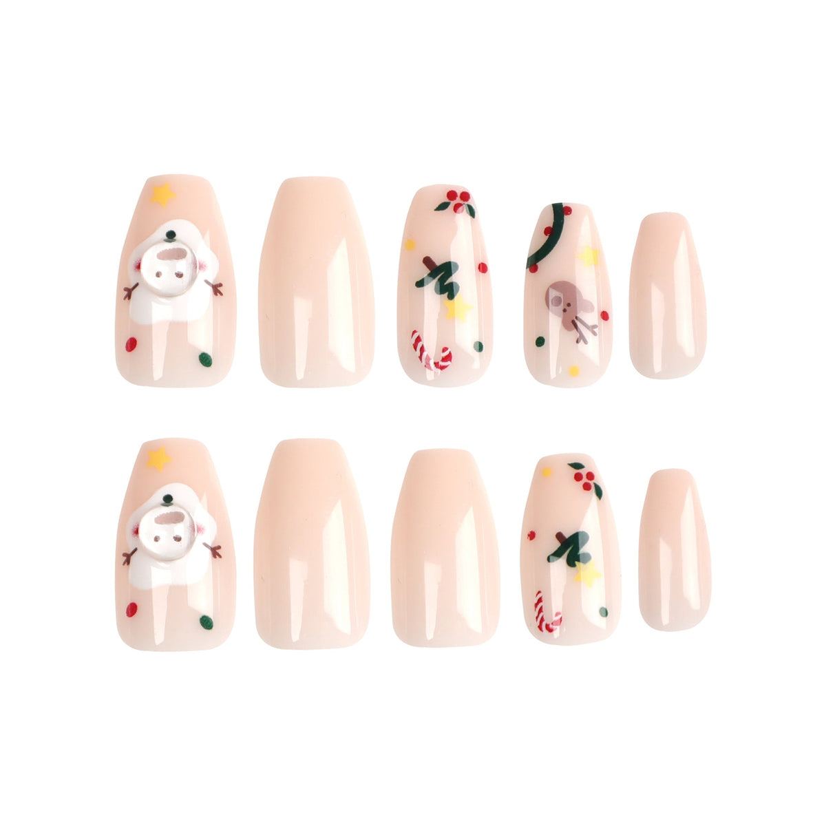 Holiday Ballet short Christmas press-on nails