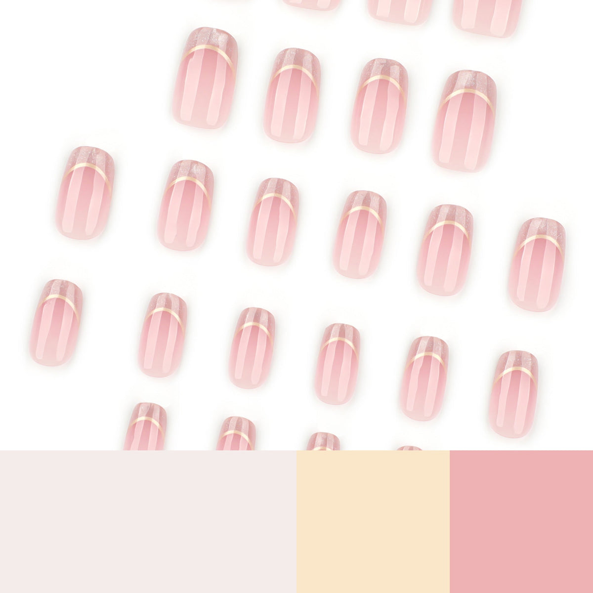 Soft Cat Eye French short square press-on nails