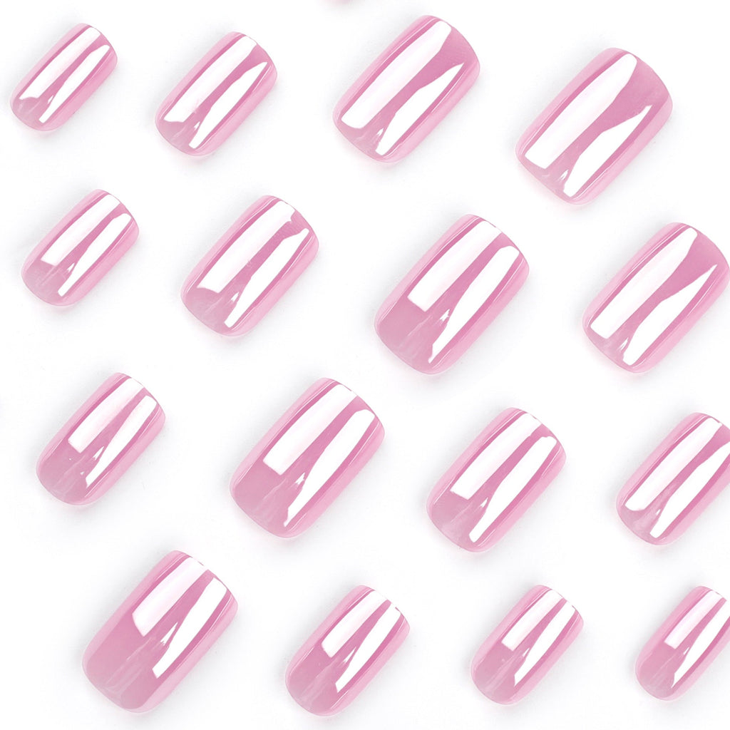 Sweet Pink Square short solid press-on nails, alternate view 3