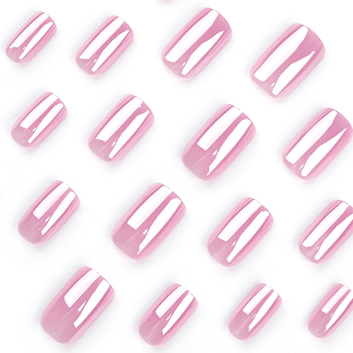 Sweet Pink Square short solid press-on nails, alternate view 3