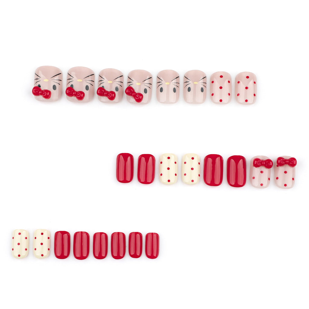 Autumn Cat Charm 3D rhinestone press-on nails