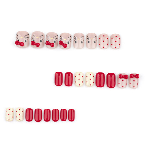 Autumn Cat Charm 3D rhinestone press-on nails