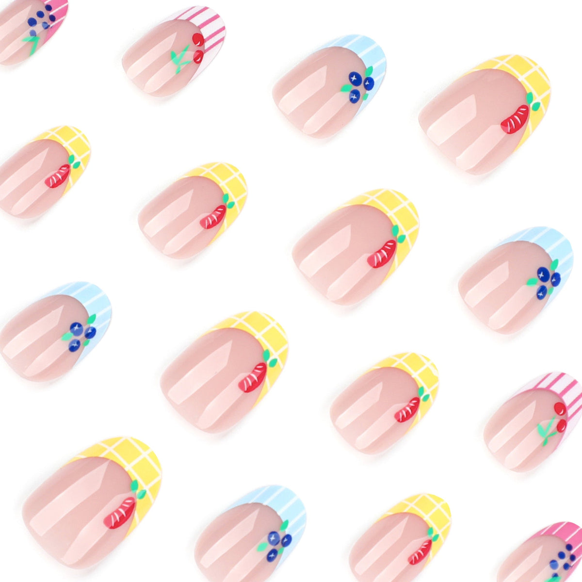Fruit Pop French short round press-on nails