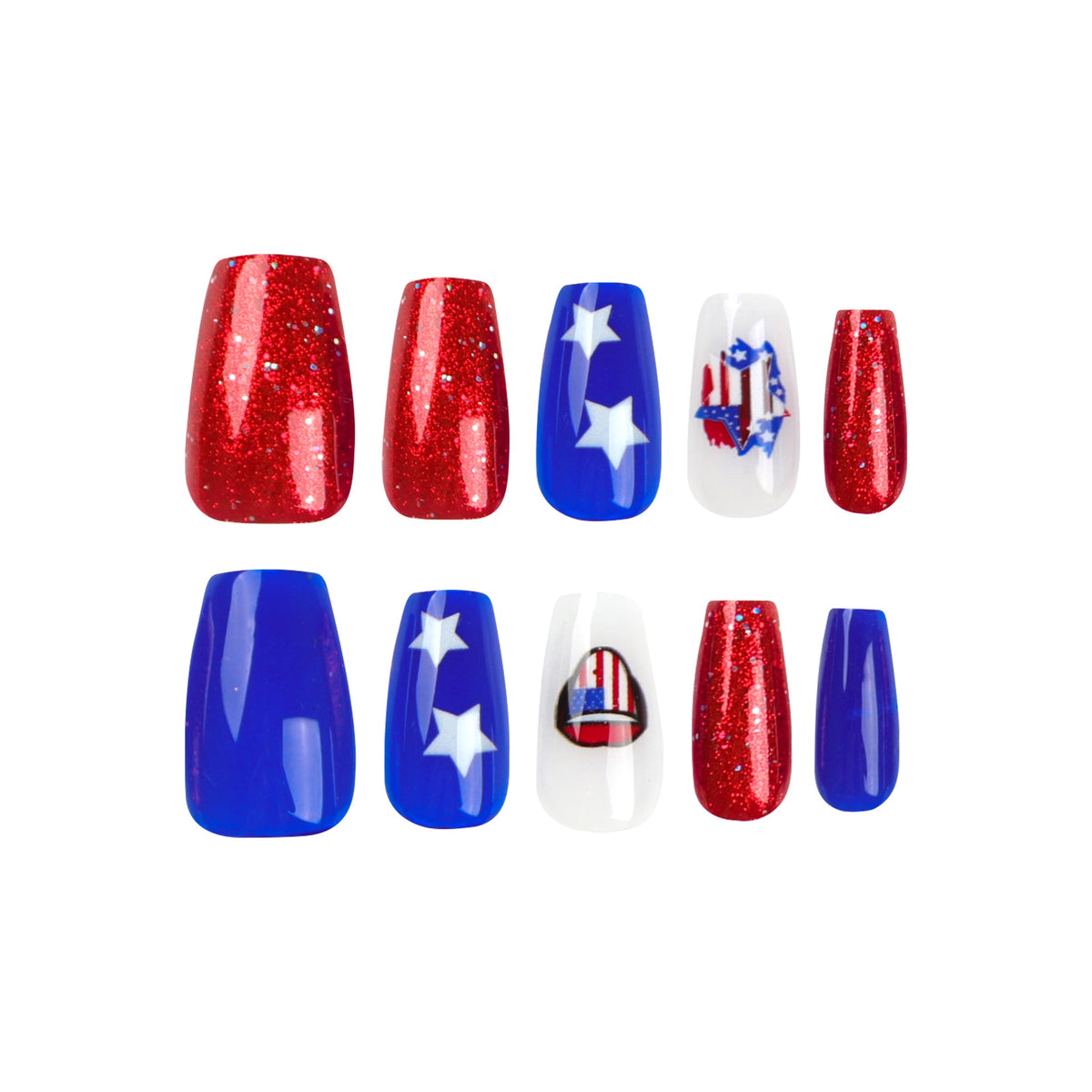 Stars & Stripes Ballet patriotic press-on nails