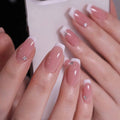 Crystal White French short ballet press-on nails