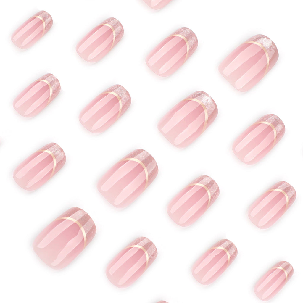 Soft Cat Eye French short square press-on nails