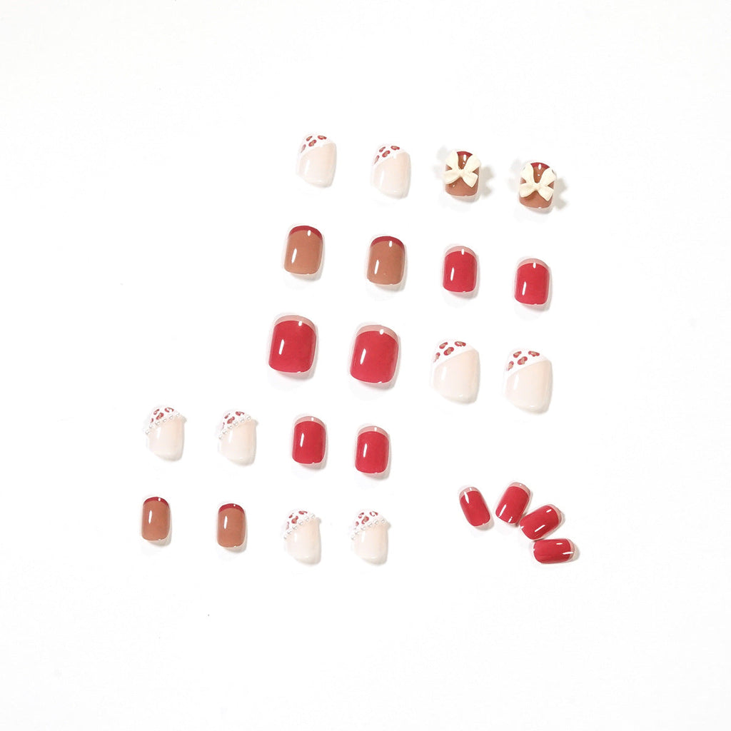 Pearl Leopard Blush press-on nails