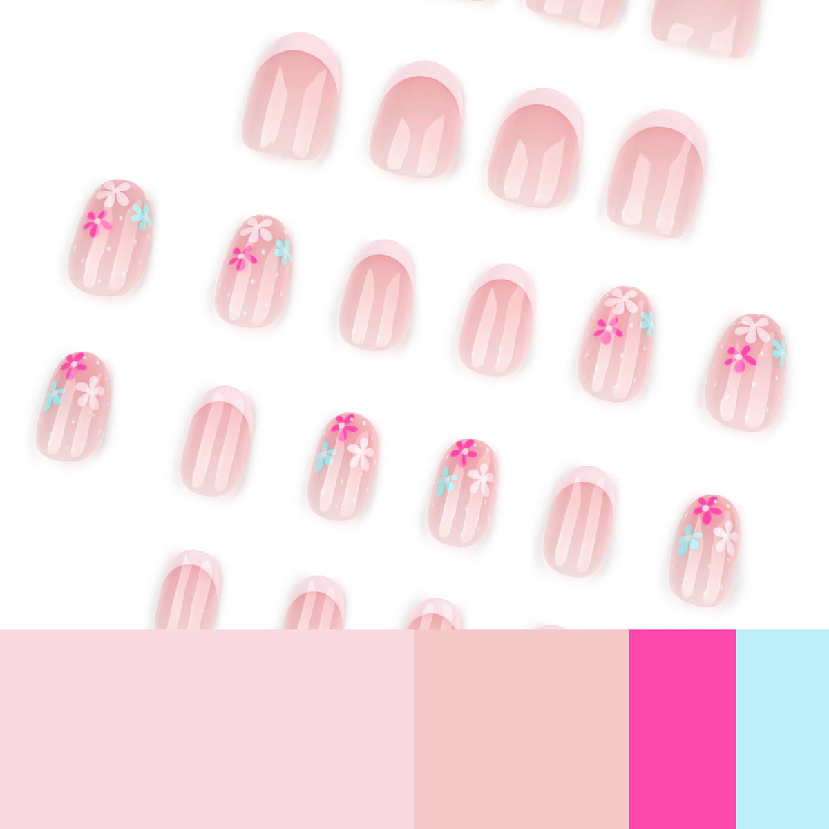 Rose Blossom short round press-on nails