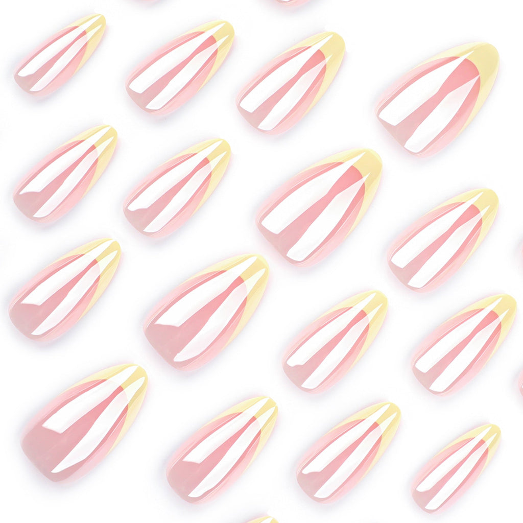 Lemon French Almond short press-on nails