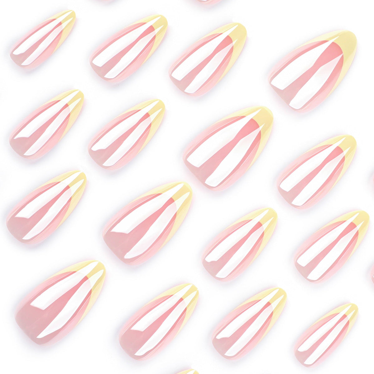 Lemon French Almond short press-on nails