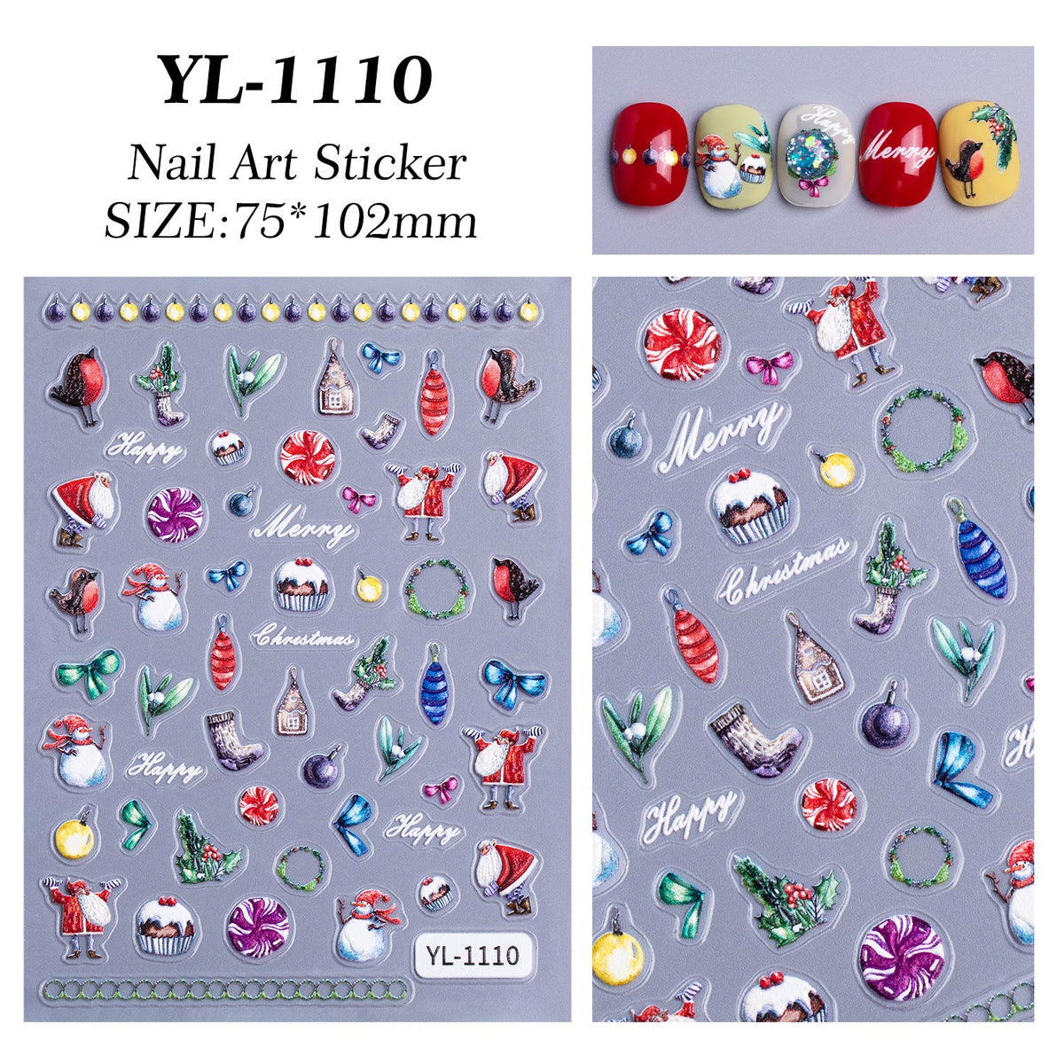 Snowman Holiday 5D nail stickers, alternate view 7
