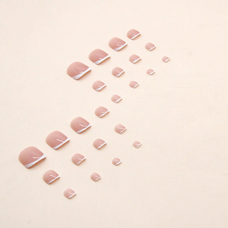 Blush French press-on toenails